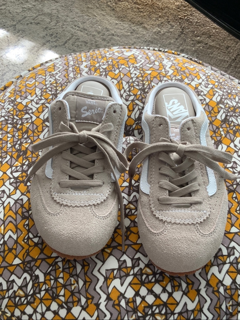 Vans super lowpro mules taupe Suede with White Side Stripe 8